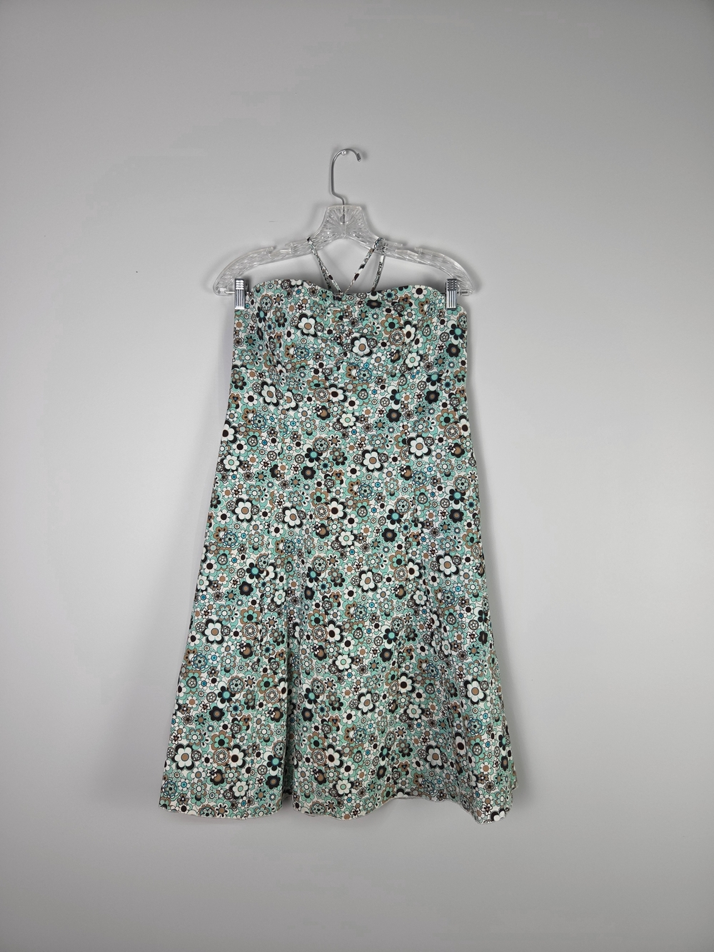 Lapis Vintage 90s Y2k 70s Floral Boho Halter Neck Mini Dress